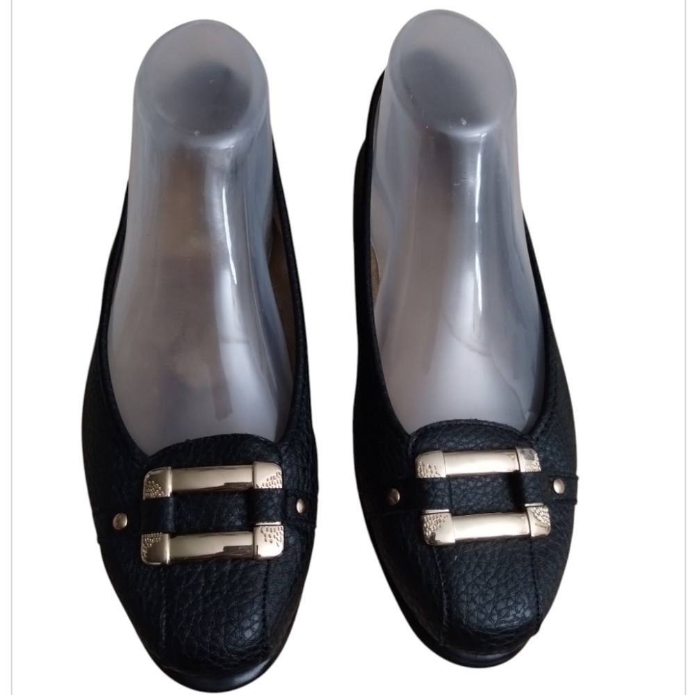 Aerosoles Womens Sherbet Black Faux Leather Flats Size 8